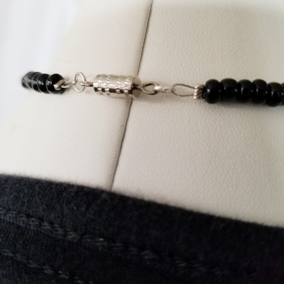 Onyx & Pink Quartz Girls Bib Necklace, 12" - Picture 11 of 11